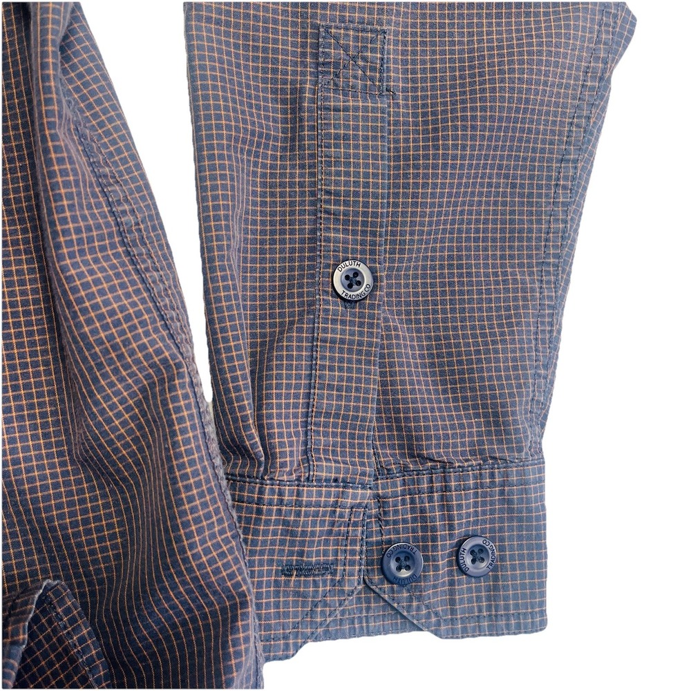 Duluth Trading Shirt Mens‎ M Blue Plaid Long Sleeve Button Down Casual Relaxed - Picture 6 of 10